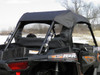 3 Star soft back panel with clear window installed behind the seats of a Polaris RZR XP Turbo S, rear view