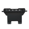Kolpin front-connect Conqueror plow mount for a Kawasaki Mule SX, black steel plate, angled front view