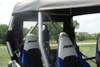 Close-up of the 3 Star soft top edge above the rear seats of a Polaris RZR XP 900-4, roll cage visible