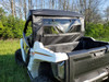 3 Star soft back panel with clear window on a white Yamaha Wolverine RMAX2, rear corner view over the bed