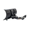 Kolpin Conqueror push frame attached to a black plow blade, angled view of the full plow assembly