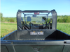 Close rear view from the bed of the 3 Star clear vinyl soft rear window on an Arctic Cat Stampede