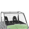 Kolpin full fixed windshield highlighted on a faded John Deere Gator, front view over the green hood