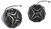 Two black Pro Armor cage pod speakers with grilles and wiring pigtails from the two-speaker kit