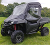 Front three-quarter view of a grey Honda Pioneer 700 with the 3 Star full cab enclosure, clear door windows and top