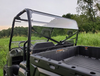 3 Star 1-piece Lexan back panel installed on a green Polaris Ranger Crew, seen from the cargo bed side