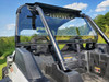 3 Star 2-piece Lexan back panel installed on a white Polaris RZR XP 1000, rear view showing the clear panel and roof