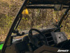View from the Gator XUV835 driver seat through the SuperATV flip windshield in the closed position