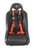 Orange color option of the Pro Armor 4-point harness on a black bucket seat, front view