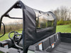 3 Star soft back panel with zippered vinyl window installed behind the cab of an Intimidator GC1K, side view