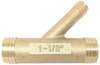 1 1/8'' Brass Y Fitting, includes stainless steel hose clamps