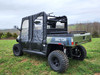 3 Star soft upper doors installed on a green HiSun Sector 1000 Crew, rear three-quarter view on grass