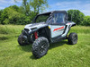 White Polaris RZR XP 1000 with 3 Star full cab enclosure fitted, front three-quarter view showing the doors and top