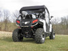 Straight rear view of the 3 Star cab enclosure rear window on a white CFMoto ZForce 600