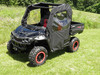 3 Star door and rear window combo on a black Mahindra 750, front three-quarter view in a field