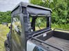 Rear window panel of the 3 Star HiSun Sector 250 door combo seen from the cargo bed, window rolled down