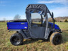 3 Star door and rear window combo on a blue Bison 400U, driver side profile showing the black soft door and clear windows