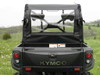 Straight rear view of the 3 Star rear window panel on a Kymco 450 seen over the tailgate