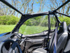 Inside view of the 3 Star mesh window upper door from the driver seat of a Kawasaki Teryx KRX