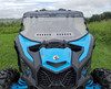 3 Star 2-piece windshield with tinted visor on a blue Can-Am Maverick X3 Max, straight front view showing the vent slots