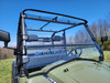 3 Star two-piece windshield on a green HiSun Sector 750 Crew, front view over the hood with lower vent slots