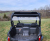 Straight rear view of a black CFMoto ZForce 950 with the 3 Star vented Lexan back panel above the cargo area