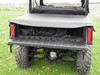 Straight rear view of the Polaris Ranger 570 with the tailgate down under the 3 Star bed cover