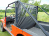 Rear three-quarter view of the 3 Star soft back panel on the roll cage of an orange Mahindra Roxor