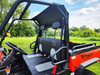 3 Star soft back panel with clear window behind the seat of an orange Bad Boy Bandit, viewed from inside the cab