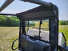 3 Star soft back panel with clear window behind the bench seat of a HiSun Sector 250, inside view under the roof