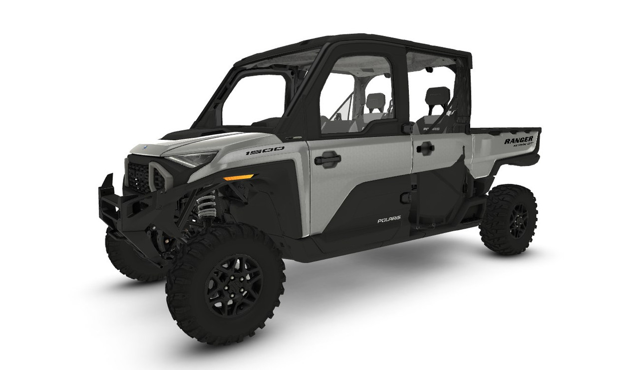 Stock studio view of a gray Polaris Ranger XD 1500 crew cab, the machine the Dirty Teeth Racing start kit fits