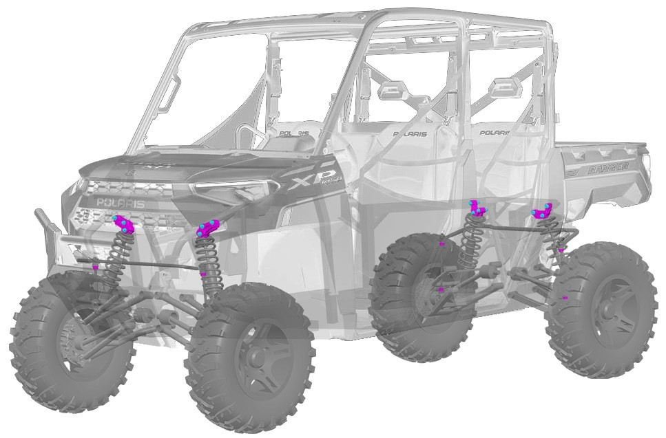 Dirty Teeth Racing Billet Aluminum 2-Inch Level Kit for 2017-2026 Polaris Ranger