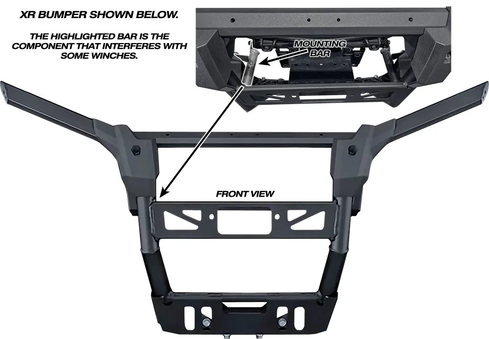 Kawasaki Ridge XR front bumper diagram from KFI showing where the #102225 winch mount sits