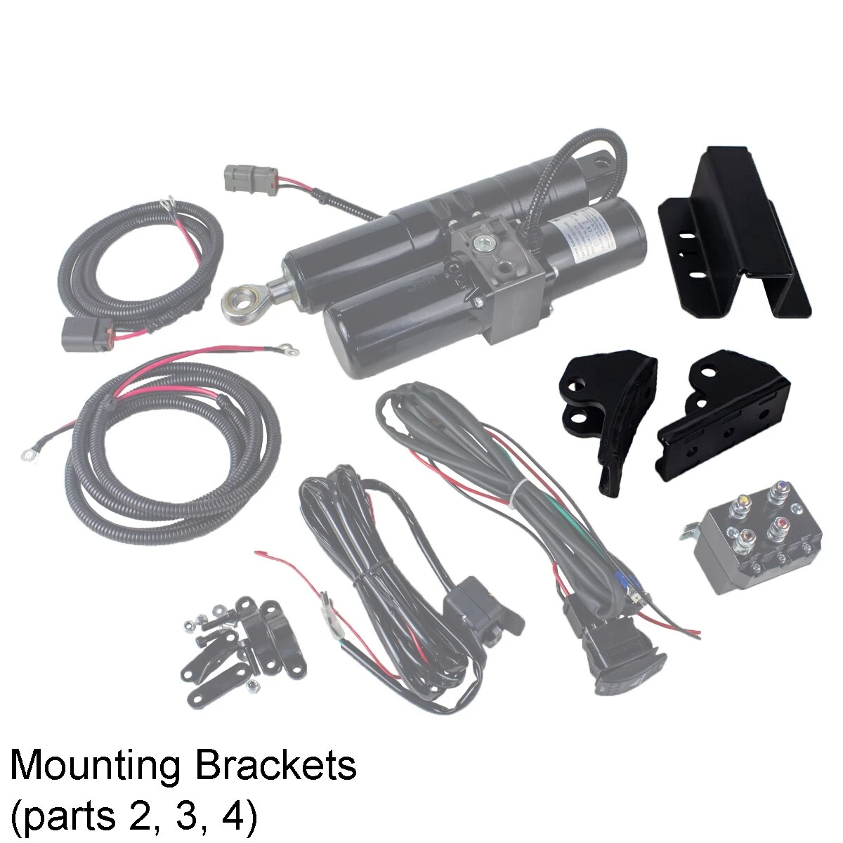 Denali Hydro-Turn mounting brackets: hard stop block and swivel plate brackets, parts 2 to 4