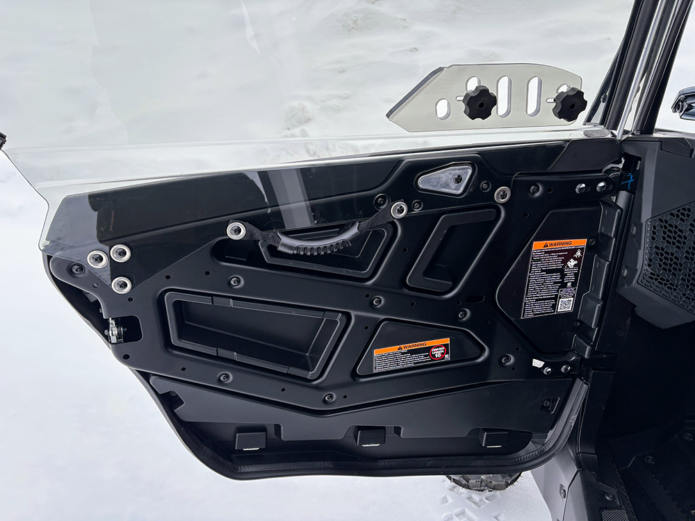 SCM door kit for Polaris RZR XP 1000 2-seat: inside of the door with tinted upper and vent, close view