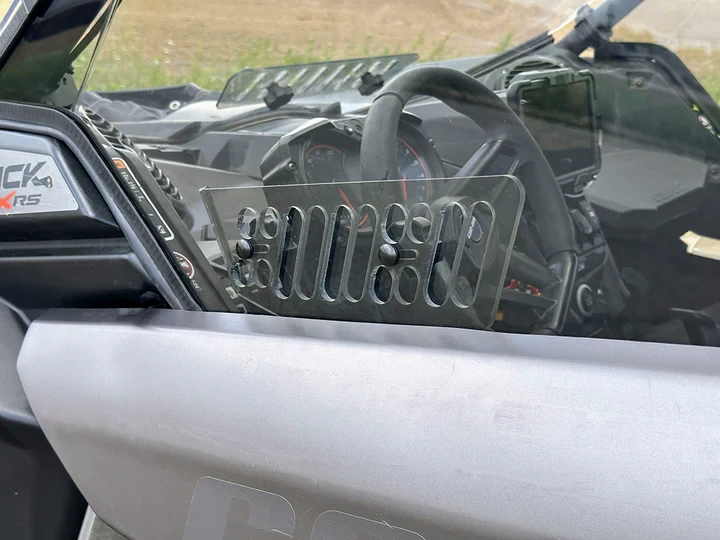 SCM door kit for Can-Am Maverick X3 2-seat: close-up of the door vent panel beside the dash