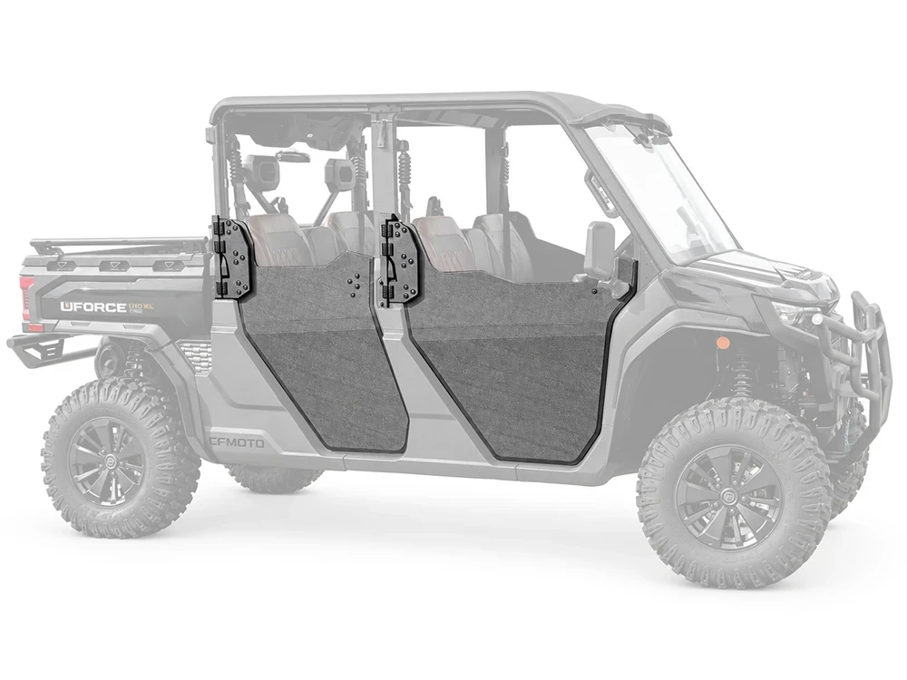 SCM door kit for CF Moto UForce U10 Pro XL four-door: half doors on a faded crew UTV, side view