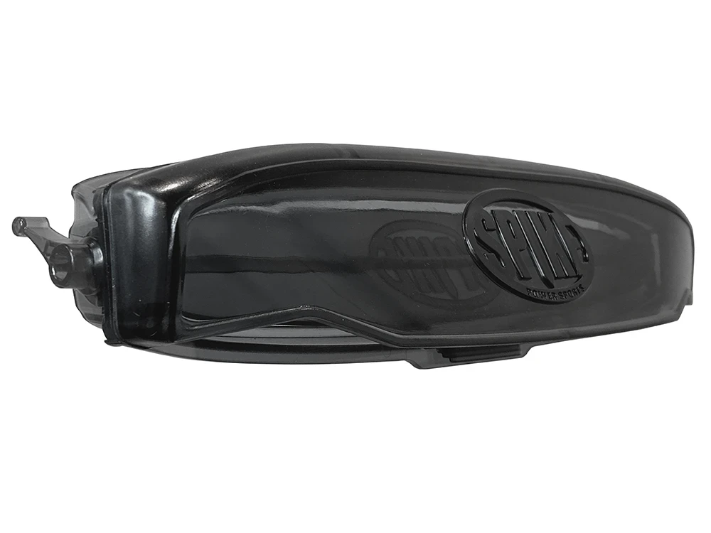 Spike rear windshield for Can-Am Defender and Defender MAX: windshield vent housing on white background, angled view