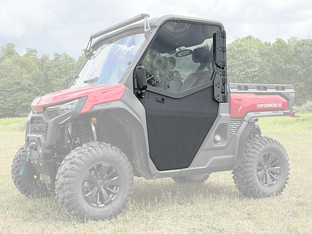 SCM door kit for CF Moto UForce U10 Pro 2-door: full doors on a faded red UTV, front corner view