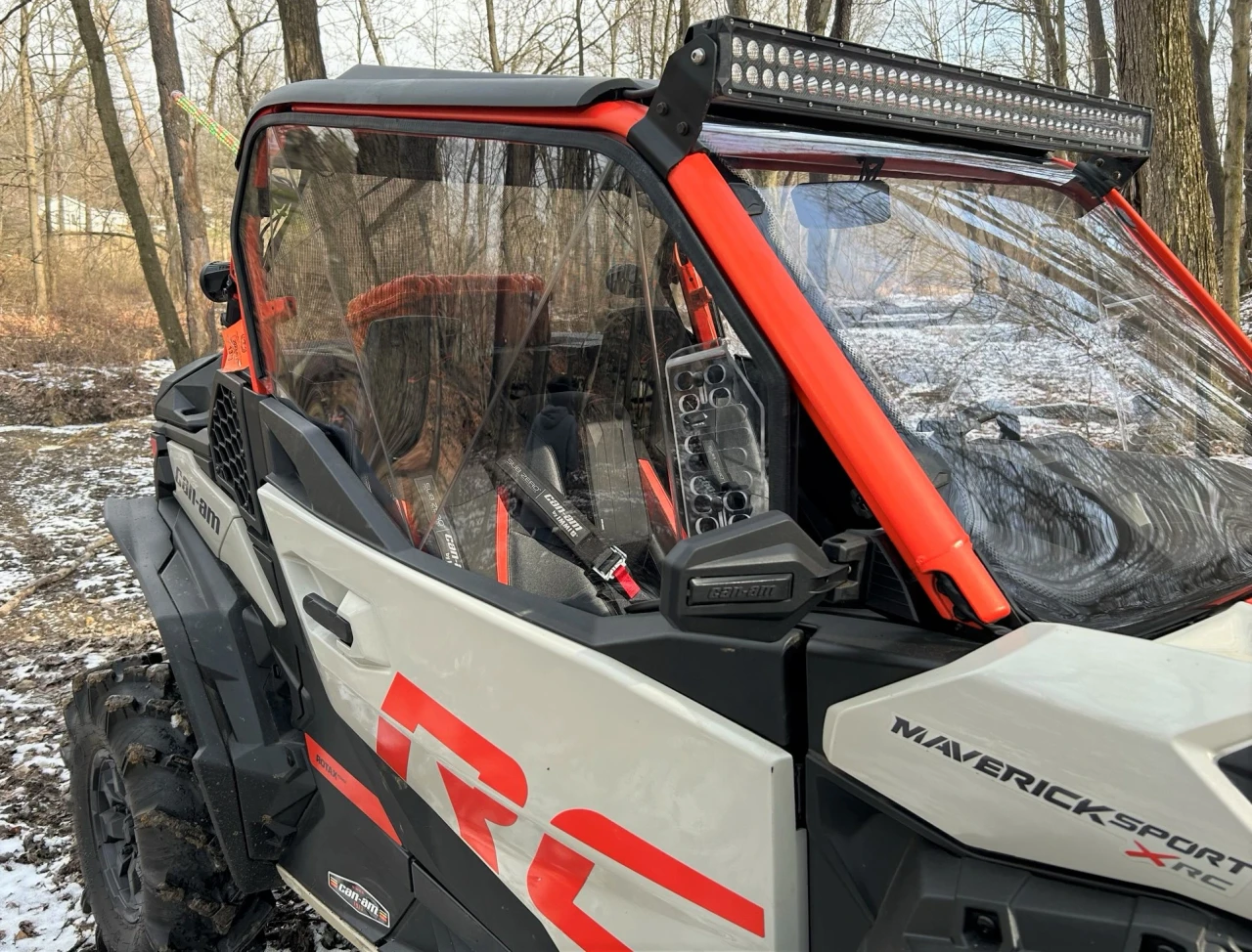 SCM door kit for Can-Am Maverick Sport 2-seat: upper door installed on a Can-Am Maverick Sport, side view