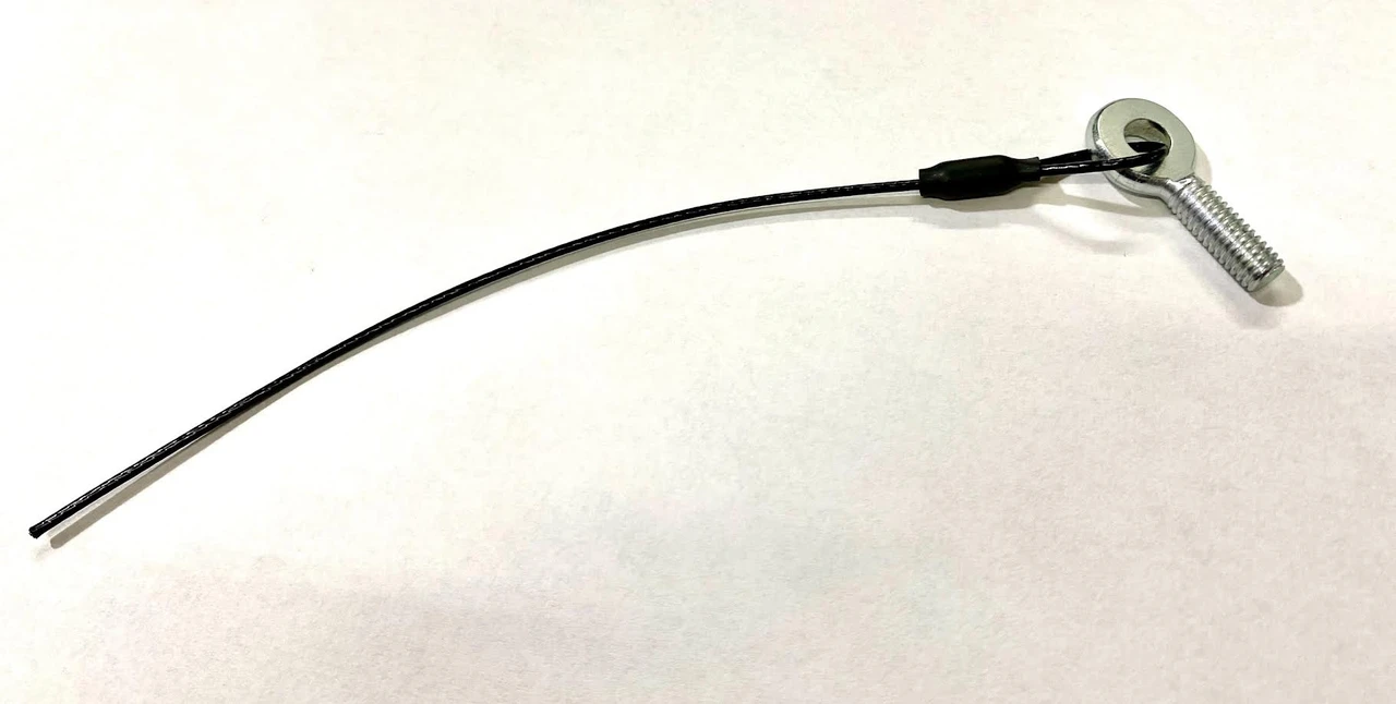Spike replacement part for Spike 58-9200 and 58-9800 doors: eye bolt with attached cable on white background