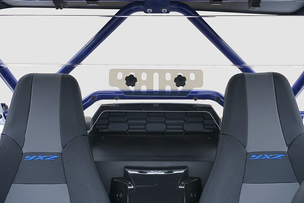 Spike rear windshield for Yamaha YXZ: rear windshield vent behind Yamaha YXZ seats, rear view