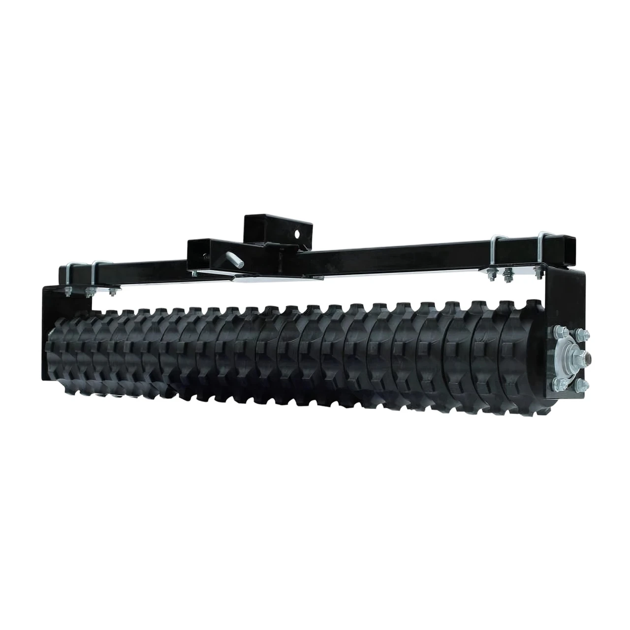 Moto Alliance Impact Implements 50-inch culti-packer with black steel frame and ribbed roller wheels, angled view