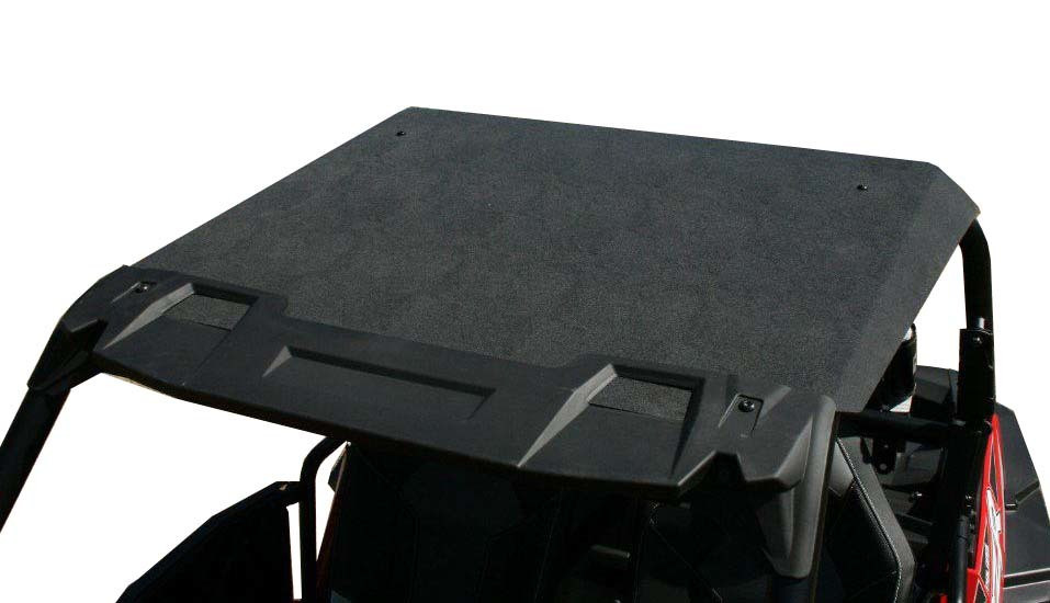 Top view of the Spike Powersports hard roof showing its textured surface and front lip on the Polaris RZR