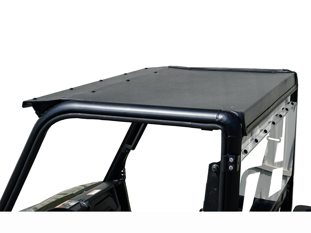 Spike roof for Polaris Ranger mid-size standard with Pro-Fit cage: black hard roof on the roll cage, front corner angle