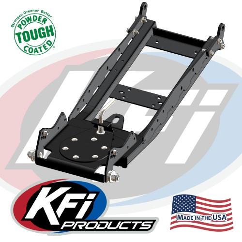 KFI UTV front-mount push tube frame with square tubing and plow lift plate, angled view