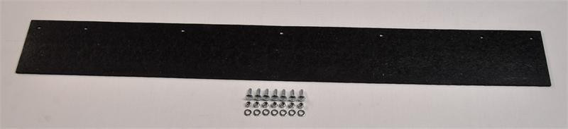 Eagle rubber plow flap, a flat black rubber strip pictured with its hardware bolts and washers