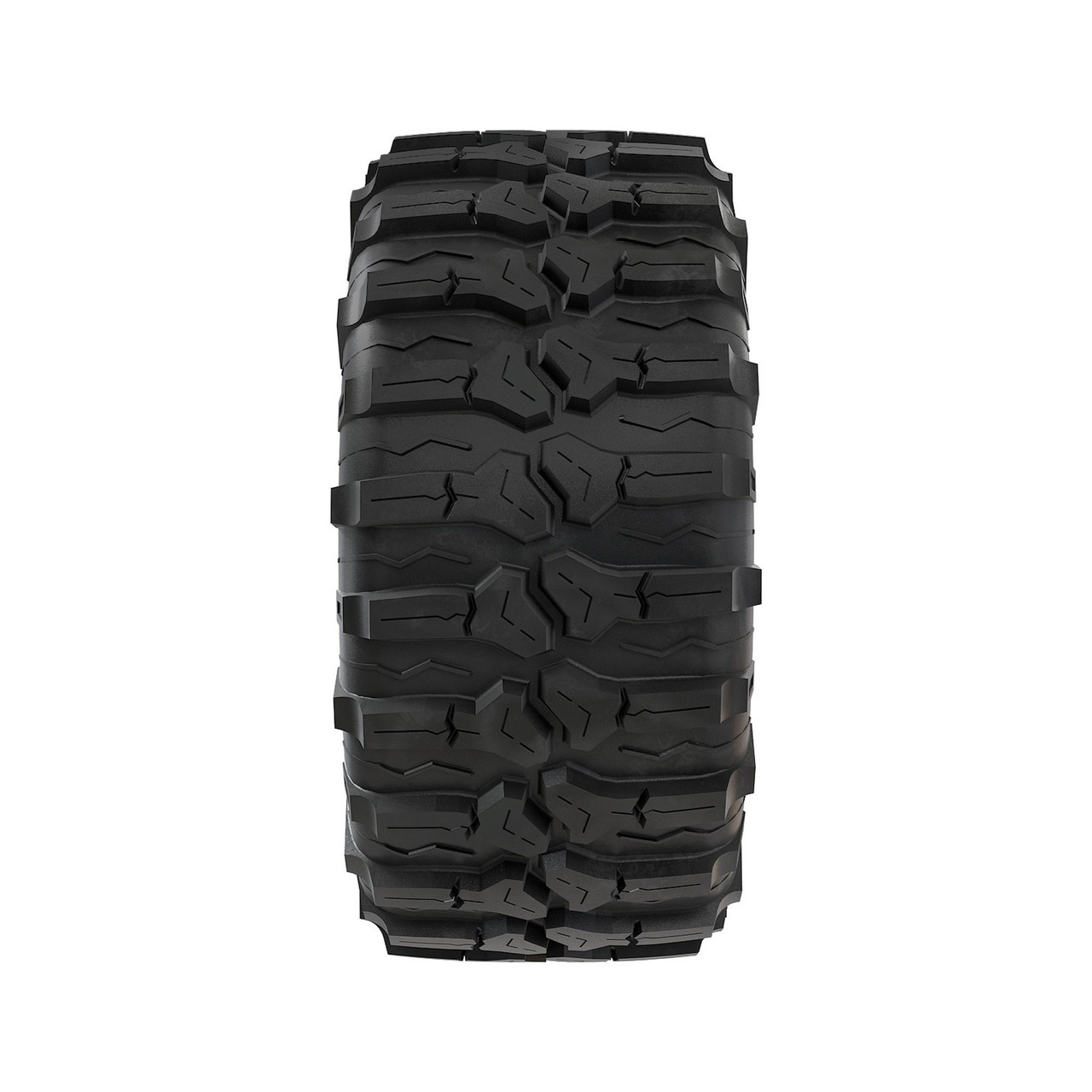 Pro Armor Dual Threat 26x11R14 rear tire, straight-on view of the aggressive tread pattern