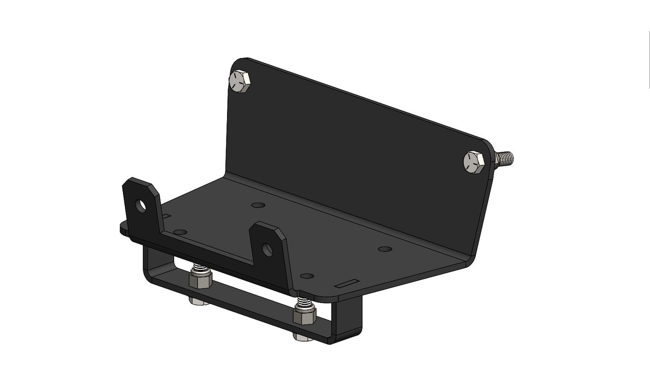 Eagle winch mount for John Deere Gator 550/560/590/850/860, black bracket with bolts, 3D render