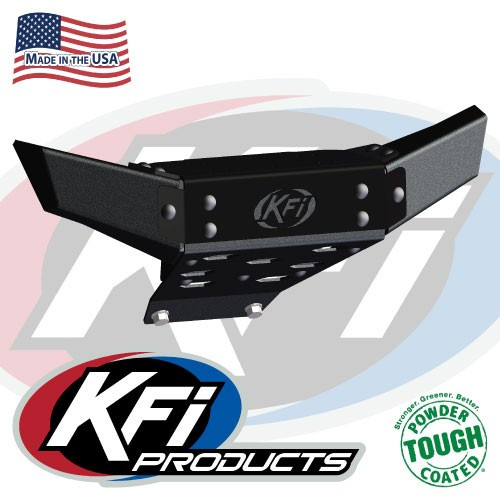 KFI Wildcat XX winch bumper on its own, black steel with a round logo, angled front view